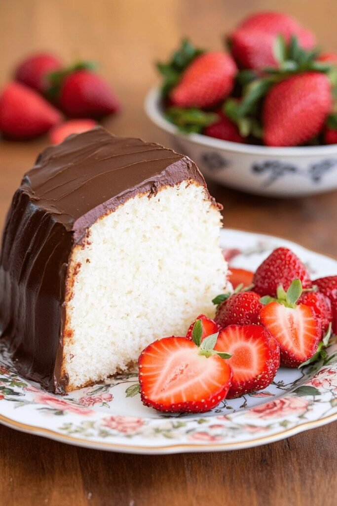 Angel Food Cake with Whipped Chocolate Frosting
