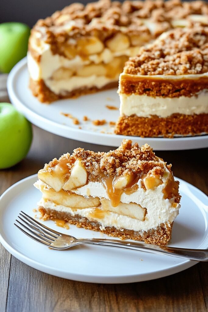Delicious Apple Crumb Pie Cheesecake