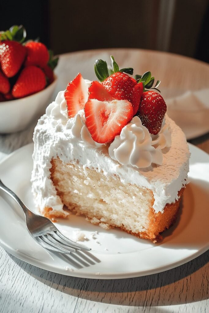Serving 2-Ingredient Strawberry Angel Food Cake