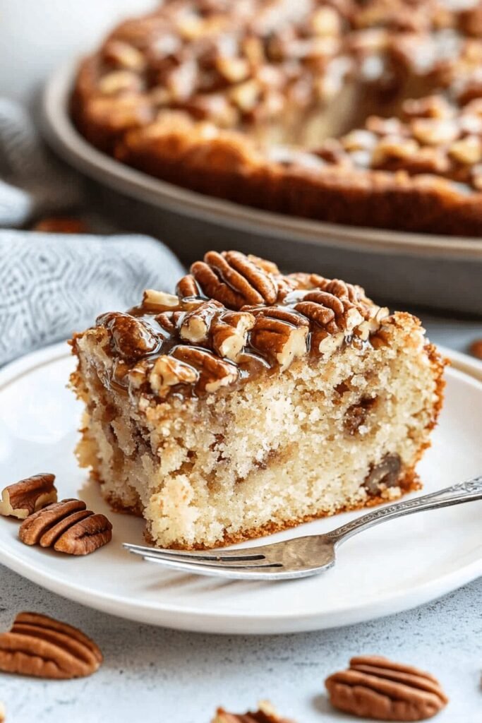 Serving Amazing Pecan Coffee Cake