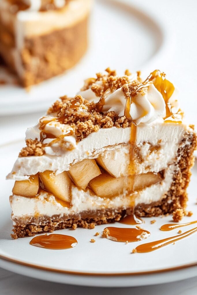 Serving Apple Crumb Pie Cheesecake