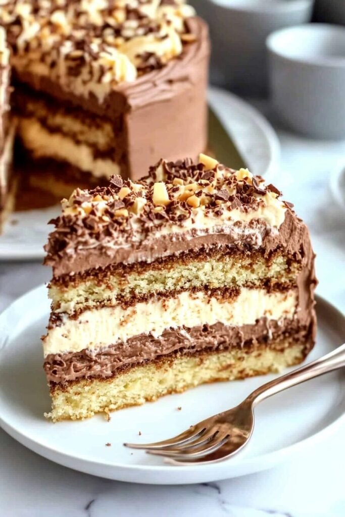 Serving Chocolate Italian Cream Cake