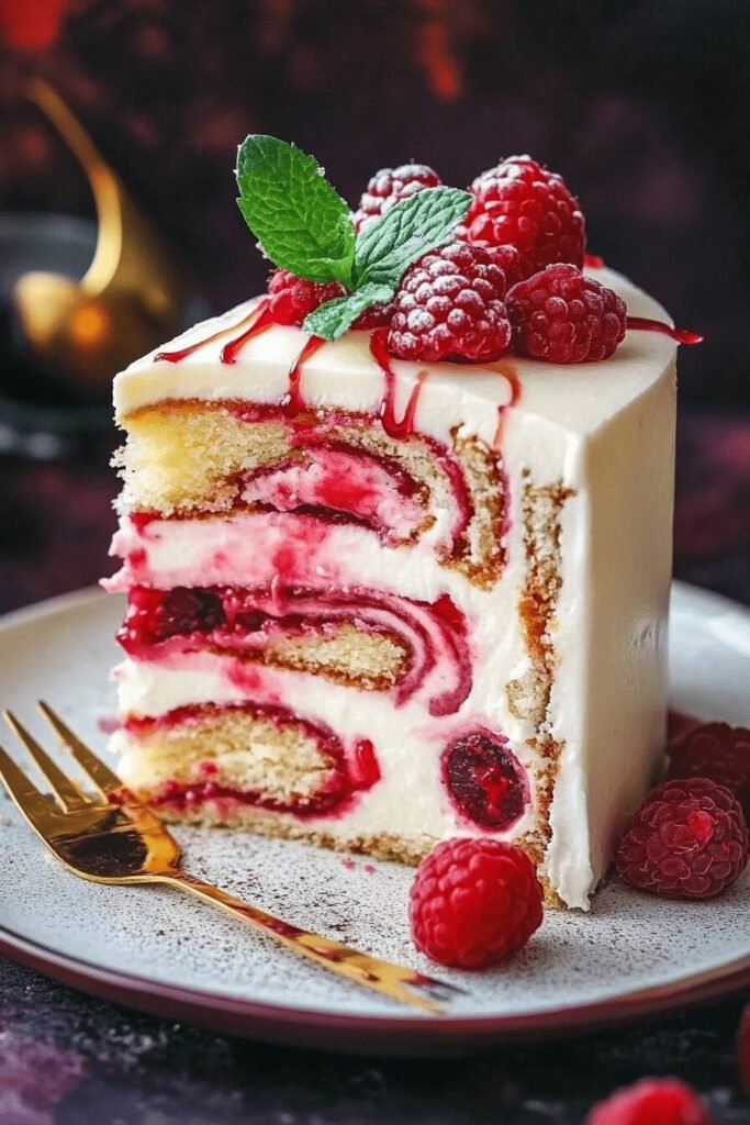Serving the Almond Raspberry Swirl Cake