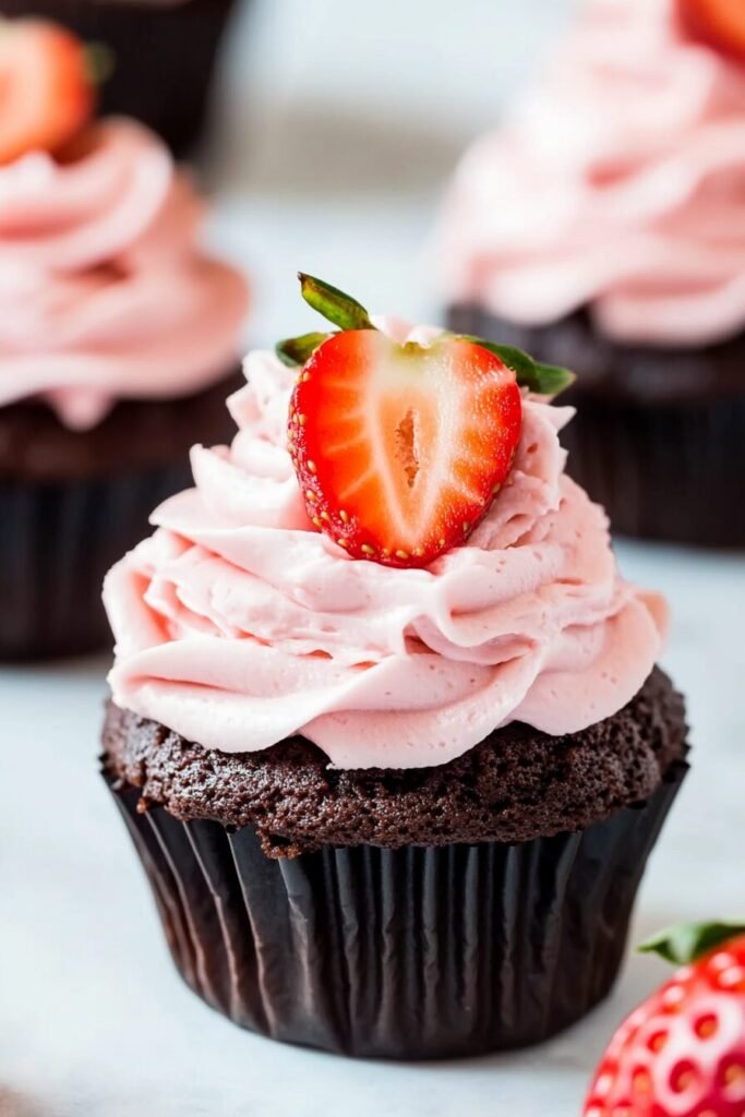 Storing Chocolate Mousse Cupcakes with Whipped Strawberry Cream Cheese Frosting